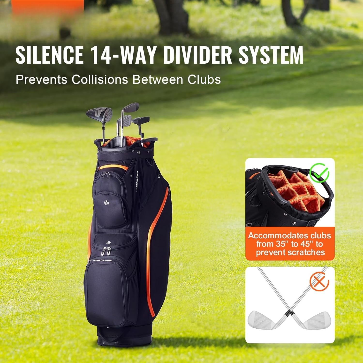 Golf Cart Bag with 14 Way Orga - Golf Bag Stand Cart ulasan dan harga