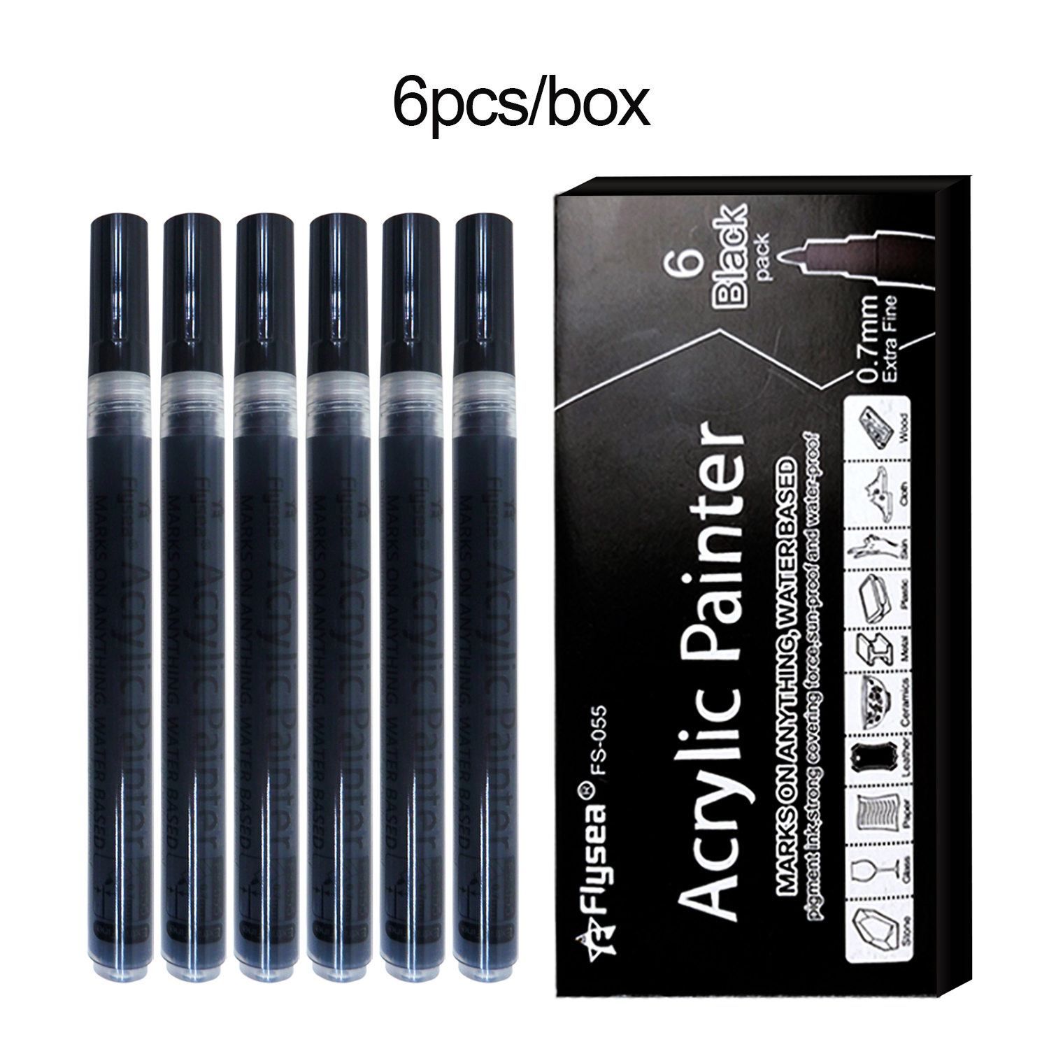 6Pcs/set Black Acrylic Paint P - Tee Height Marker ulasan dan harga