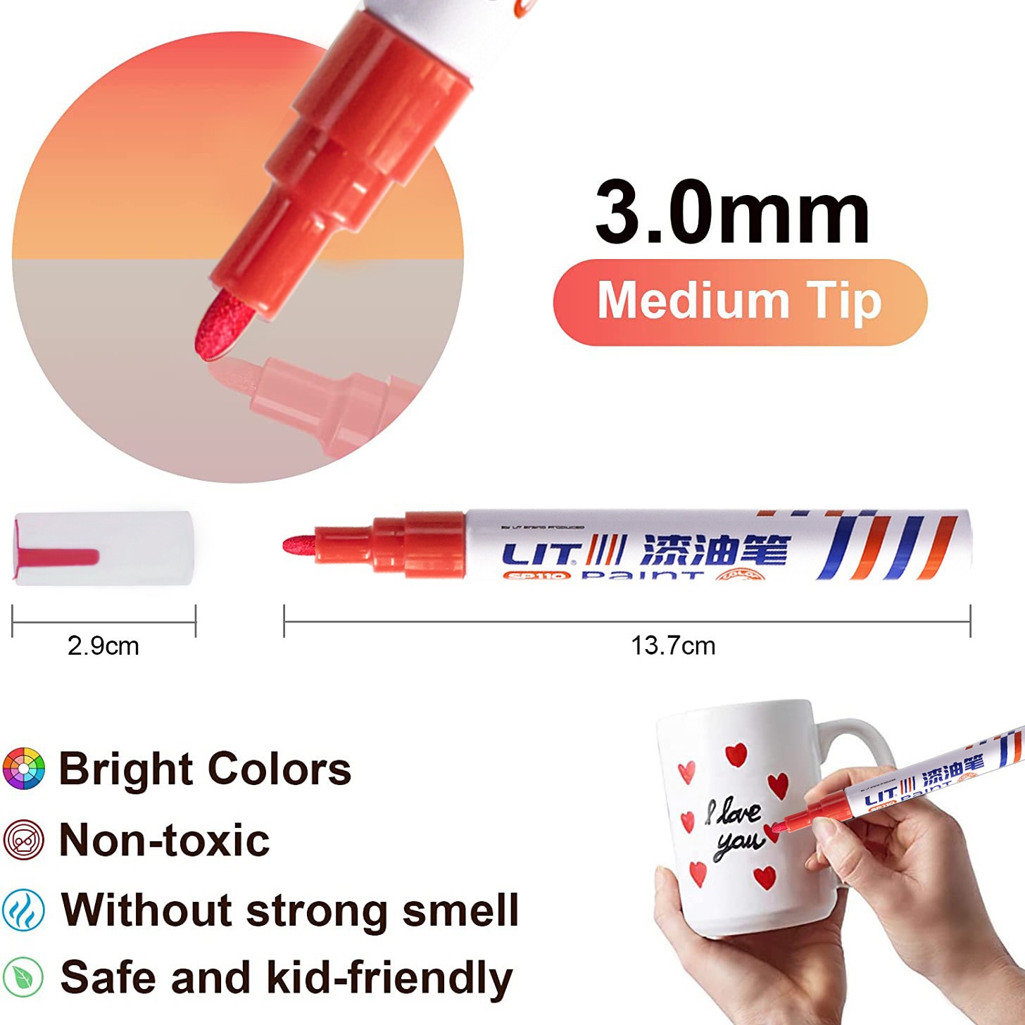 1/8/12Pcs Colored Permanent Pa - Tee Height Marker ulasan dan harga